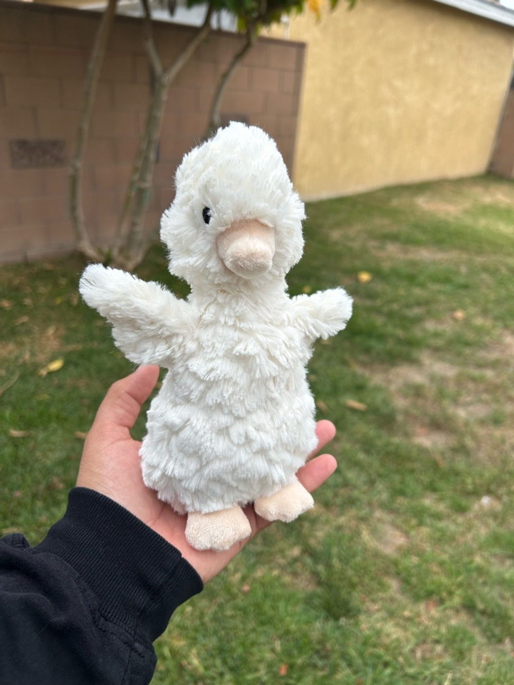 Plush White Duckling Stuffed Toy with Blush Beak